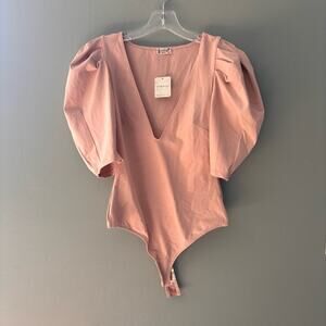 Intimately Free Puff Sleeve V Neck Bodysuit